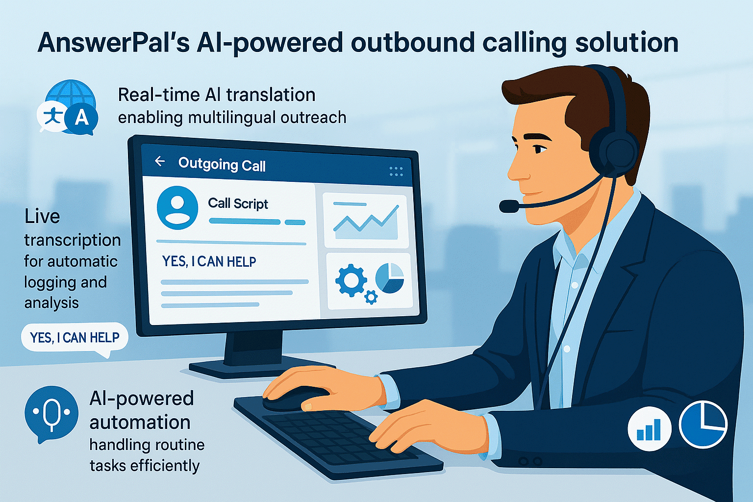 AI-powered outbound calling with real-time translation and transcription.